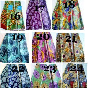 6 Yards African Ankara Wax Prints Fabric. Silk Satin & Chiffon- Choose